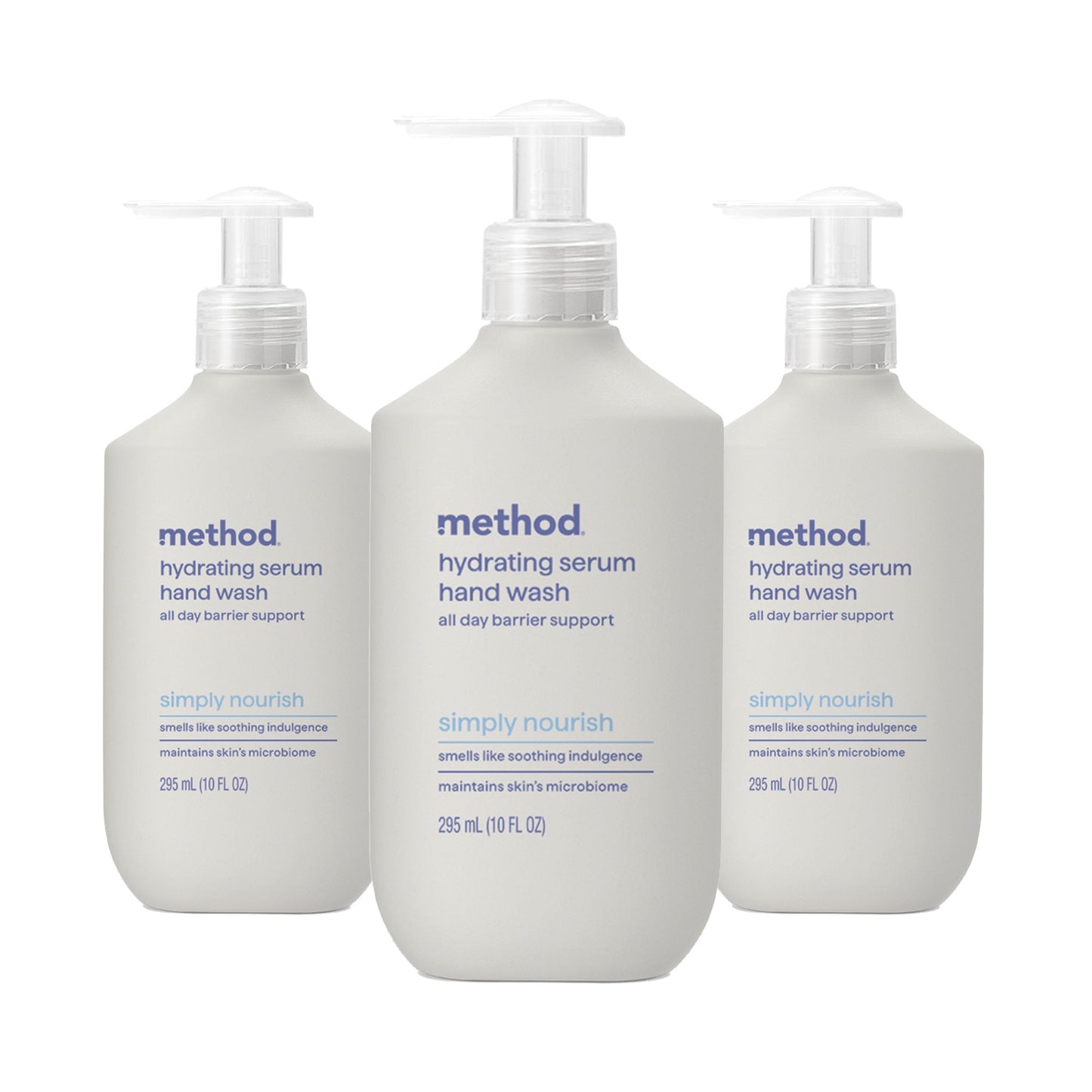 Method Hydrating Serum Hand Wash, Simply Nourish - Gentle, Dermatologist Tested on Sensitive Skin, Notes of Coconut, Rice Milk & Shea Butter, 10 fl oz - 3 Pack