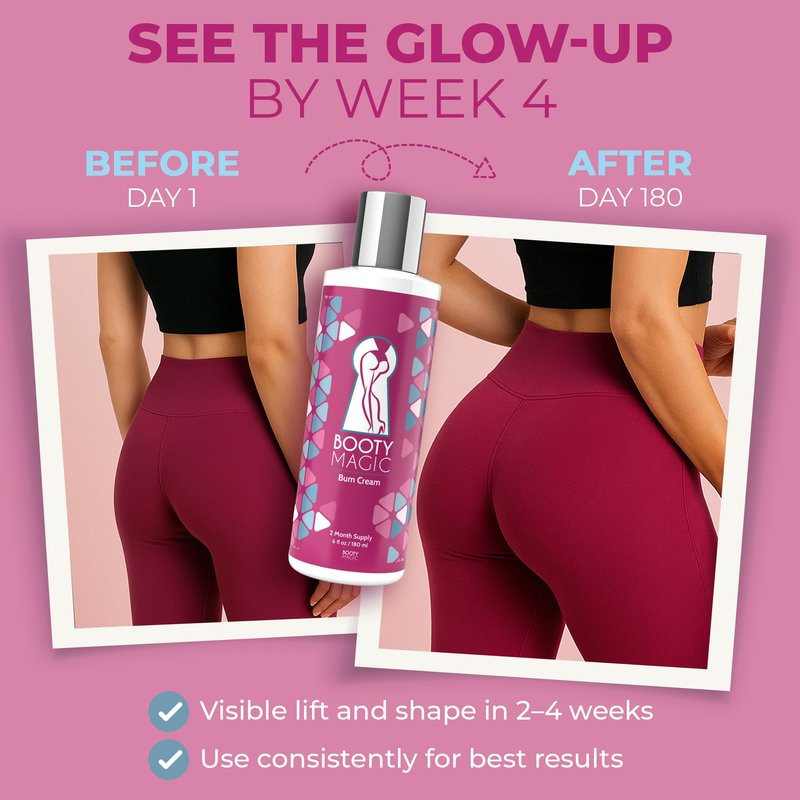 Booty Magic Butt Enhancement Cream - 6.0oz Butt Cream for Bigger Butt, Booty Cream Bigger Booty with Maca Root Extract, Pueraria Mirifica, Aloe Vera for Volume, Roundness and Softness