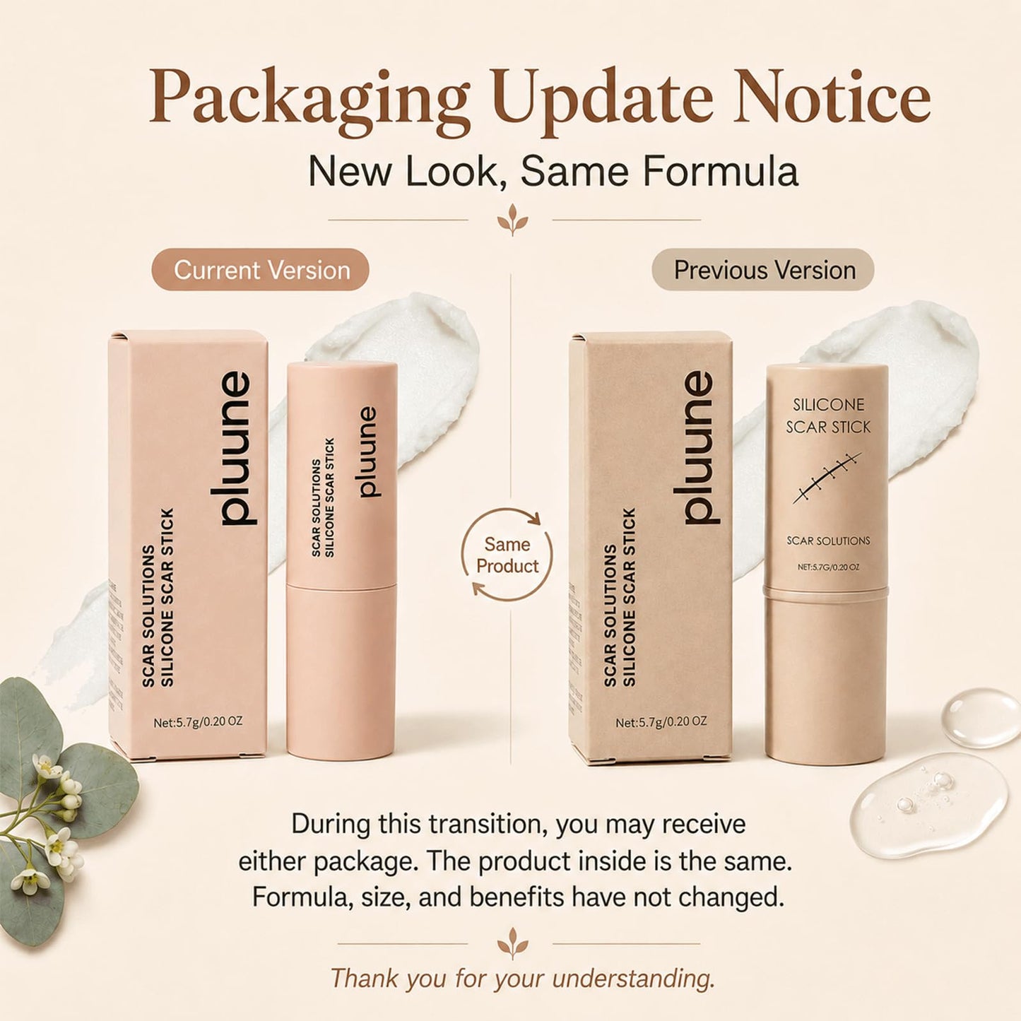 Pluune Scar Stick, Suitable for Old Scars, Acne Marks, and Stretch Marks,Formula Infused with Centella Asiatica Extracts and Vitamin E Soothes, Repairs and Forms Protective (1PCS)