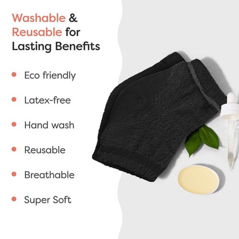 ZenToes Moisturizing Sleep Socks with Vitamin E, Olive Oil and Jojoba Seed Oil to Soften and Hydrate Dry Cracked Heels (Fuzzy Black, Regular)