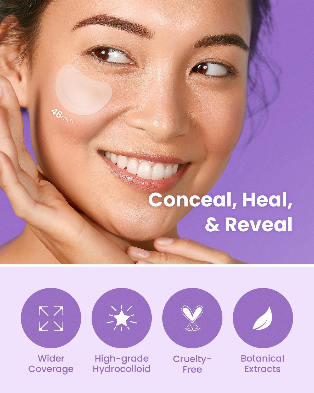 GLAM UP Spotless Patch - Hydrocolloid Spot Patch for Wide Acne area, Cheek, Body, Blackhead Cruelty Free and Vegan Friendly (12 Count)