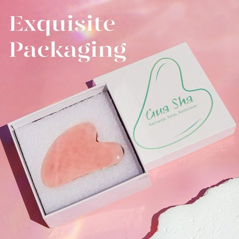 BAIMEI Gua Sha Facial Tool for Self Care, Massage Tool for Face and Body Treatment, Relieve Tensions, Reduce Wrinkles and Redness, Skin Care Tools for Men Women - Rose Quartz