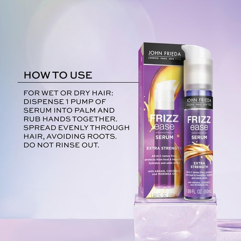 John Frieda Anti Frizz, Frizz Ease Extra Strength Hair Serum with Argan Oil, Anti-Humidity Spray for Hair, Nourishing Treatment for Thick, Coarse Hair, Travel Size, 0.34 Oz/Pack of 24