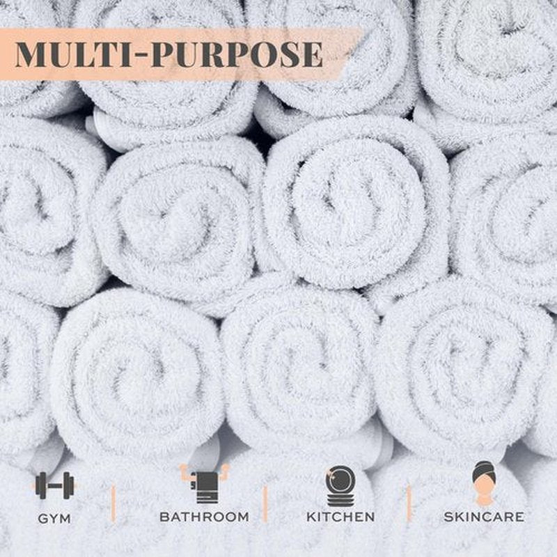 Wealuxe White Washcloths for Body and Face Towel, Cotton Wash Cloths Bulk 24 Pack, Flannel Spa Fingertip Wash Clothes 12x12 Inch, Soft Absorbent Gym Towels