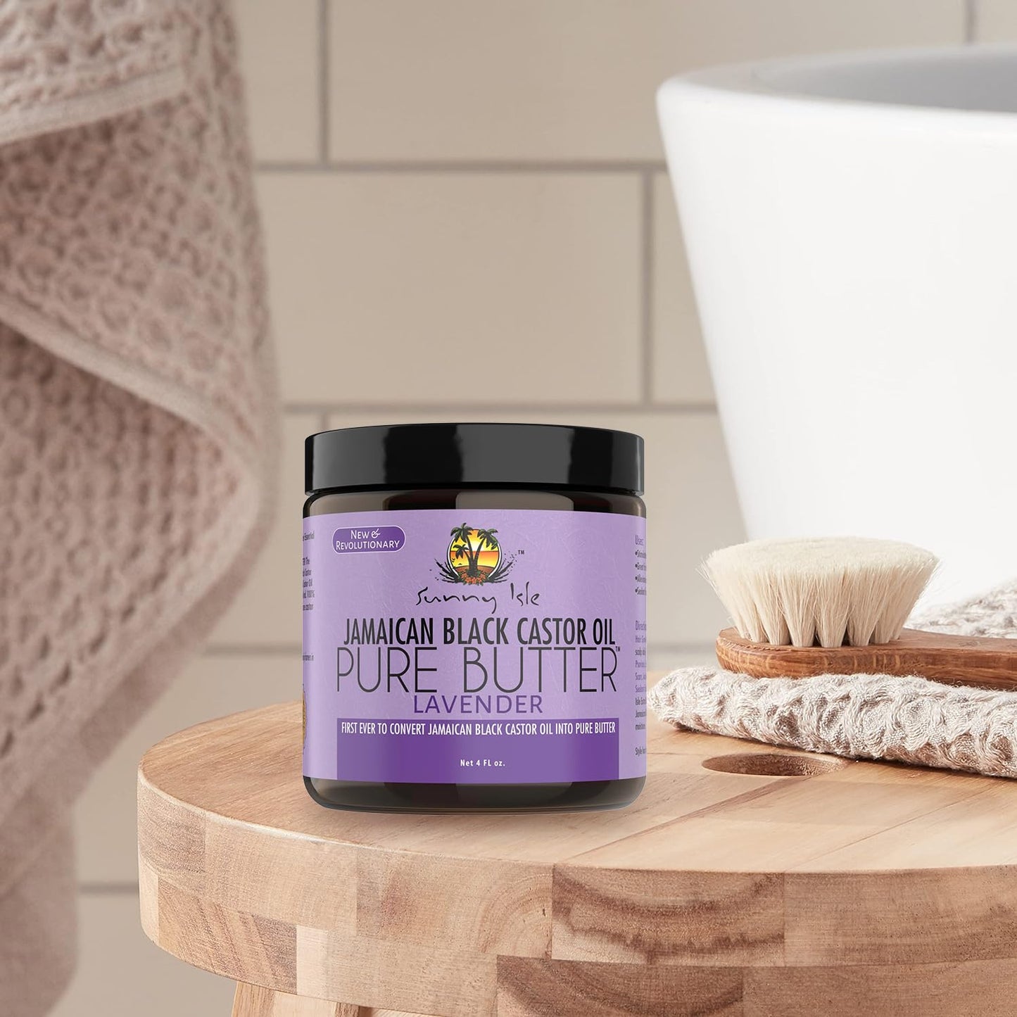 Sunny Isle Lavender Jamaican Black Castor Oil Pure Butter 4oz | Stimulates Hair Growth | Effective Moisturizer Hair & Skin | All Types & Textures