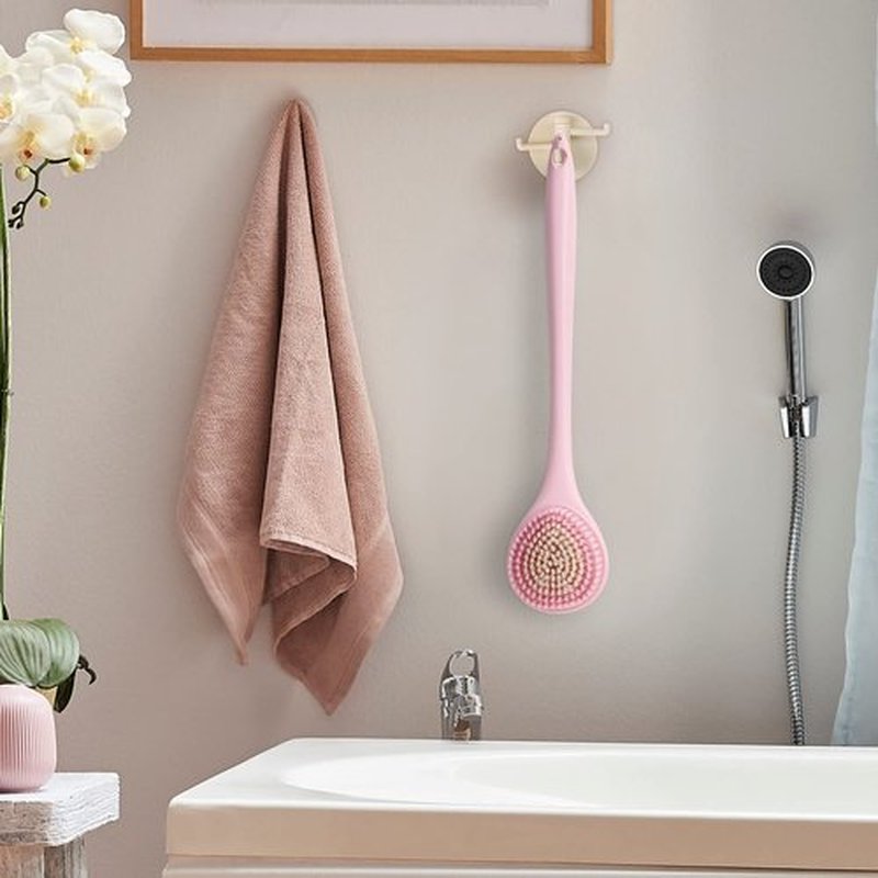 BEDELITE Back Bath Brush Long Handle for Shower - Soft Shower Brush for Men & Women,Back Brush Scrubber(16.4" Long), Skin Exfoliator for Bath Scrubber Body Brush(Pink)