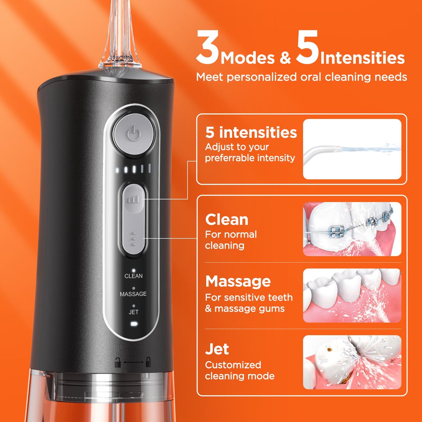Bitvae Water Dental Flosser Teeth Picks - Cordless Portable Flosser for Teeth, 5 Modes Sonic Electric Toothbrush, Upgraded Water Dental flosser Pick
