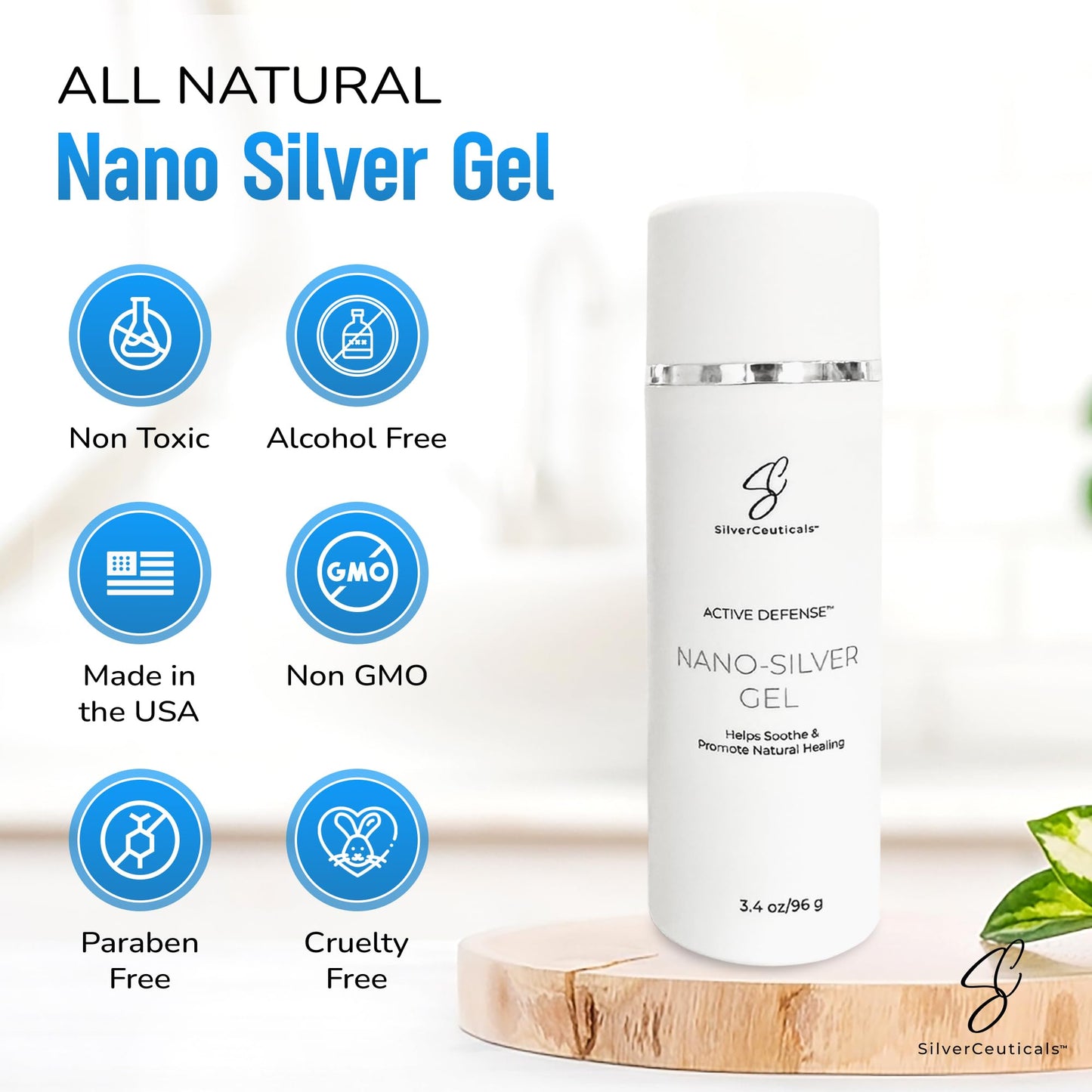 Cosmetic Gel w/ Nano Colloidal Silver - Firms & Tightens Skin - 3.4oz