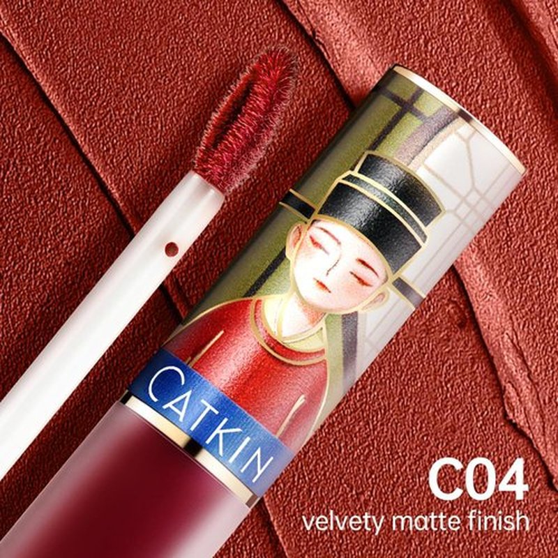 Catkin Semi Matte Liquid Lipstick Lip Gloss for Women Tinted High Pigmented, Waterproof Long Lasting Moisturizing Smooth Velvet Effect (C04)