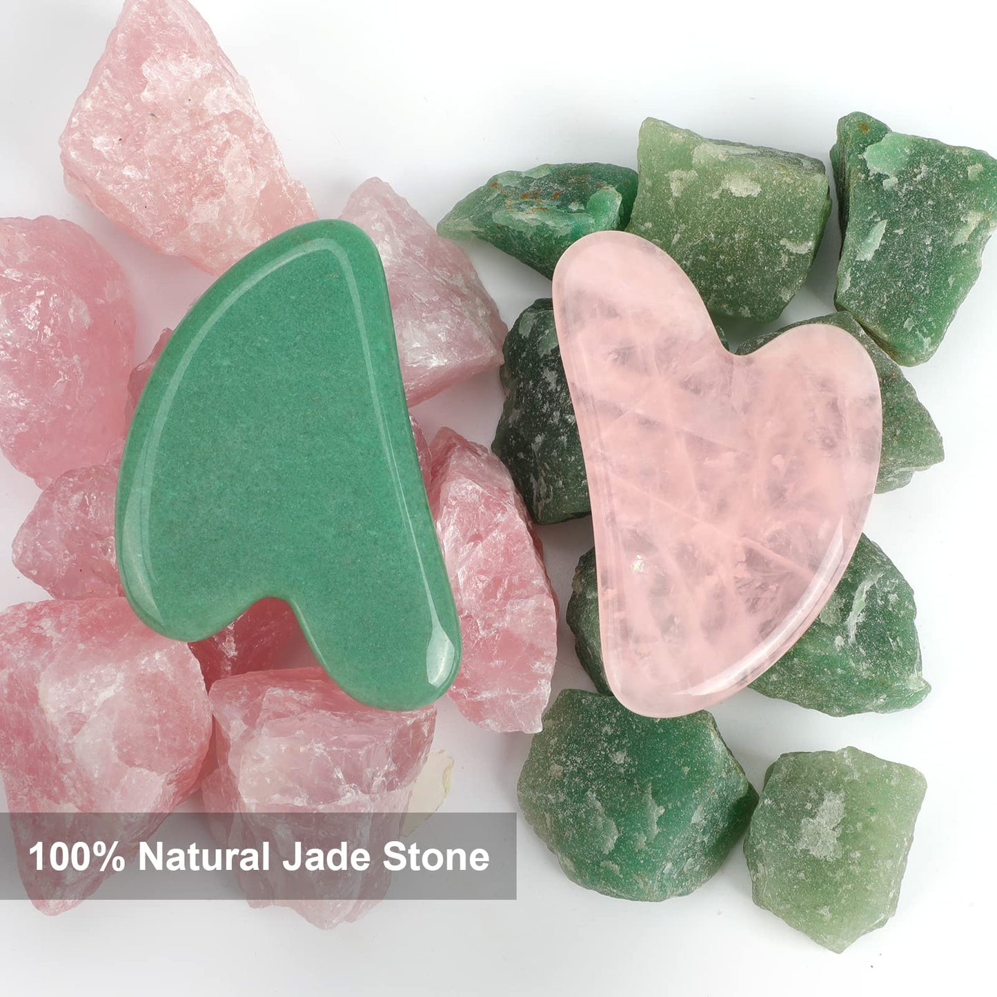 gemshan 2PCS Gua Sha Stone, Natural Jade Guasha Facial Tool Board for SPA Gua Sha Scraping Massage Tool
