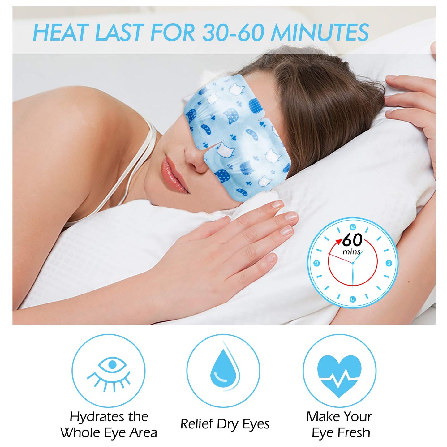 Jekeno Steam Eye Mask, 20 Packs Eye Masks for Dry Eyes, 40-60 Minutes Self Moist Warm Compress Heated Disposable Mask for Sleep, Spa Relaxing Trip Gifts, Travel Essentials for Women Men