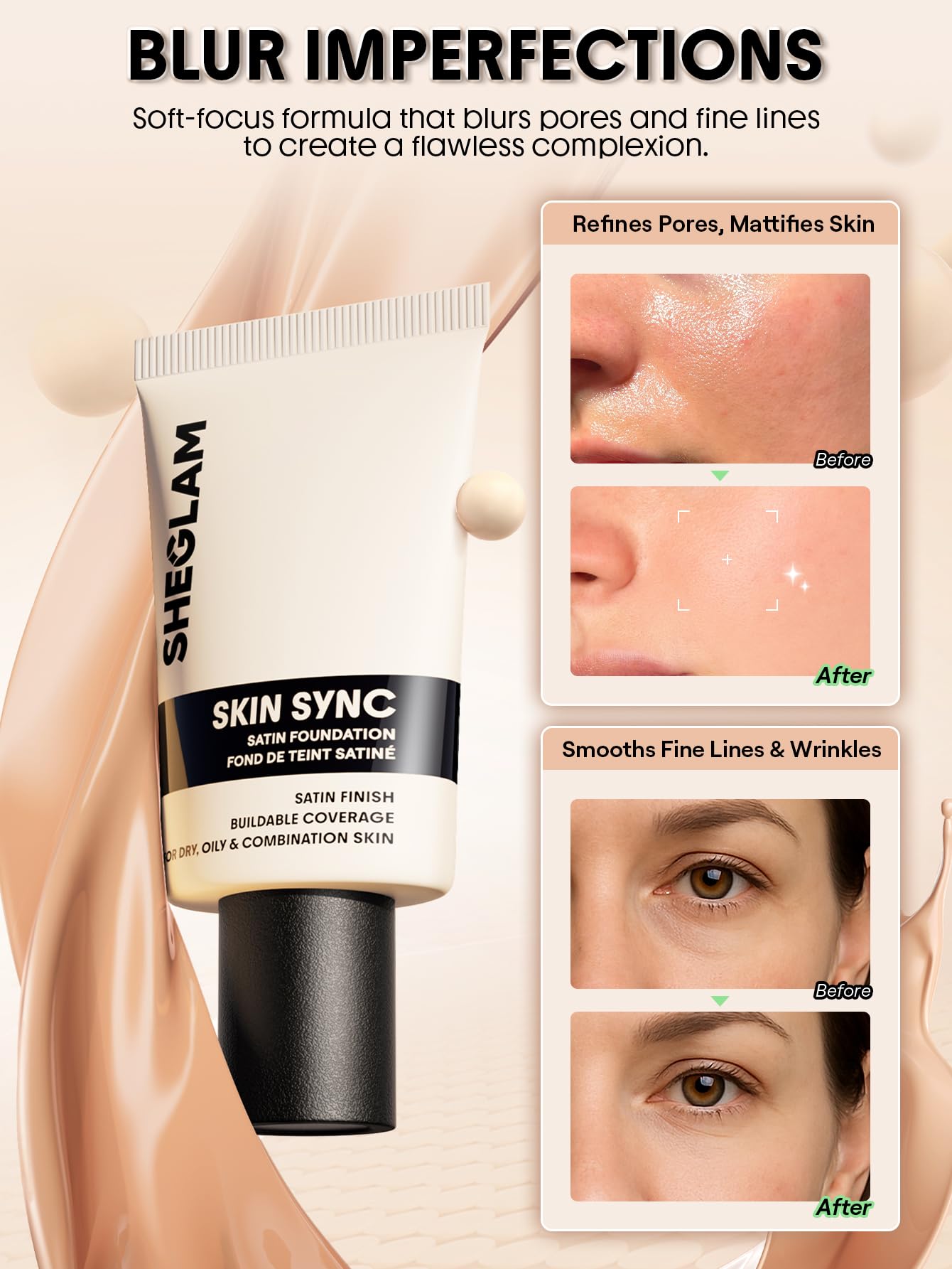 SHEGLAM Skin Sync Satin Foundation-Shell