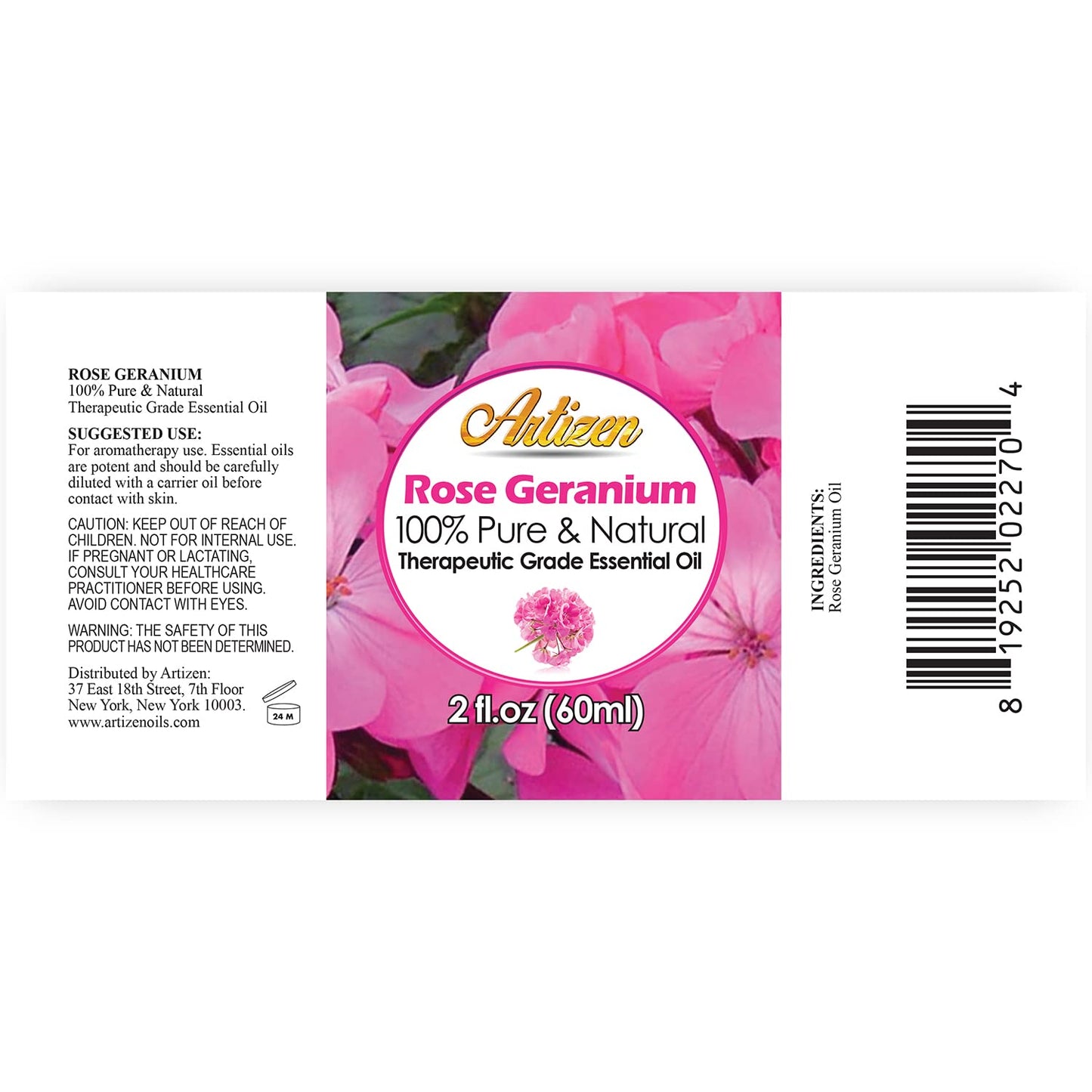 Artizen 2oz Oils - Rose Geranium Essential Oil - 2 Fluid Ounces