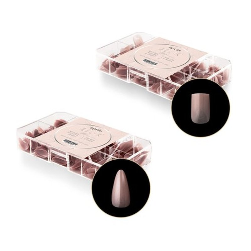 Apres Nail Neutrals Gel-X Mia Natural Square Extra Short & Natural Stiletto Short Box of Tips Bundle | Includes 300 Gel-X Tips | Premium Quality | 11 Sizes 00-9