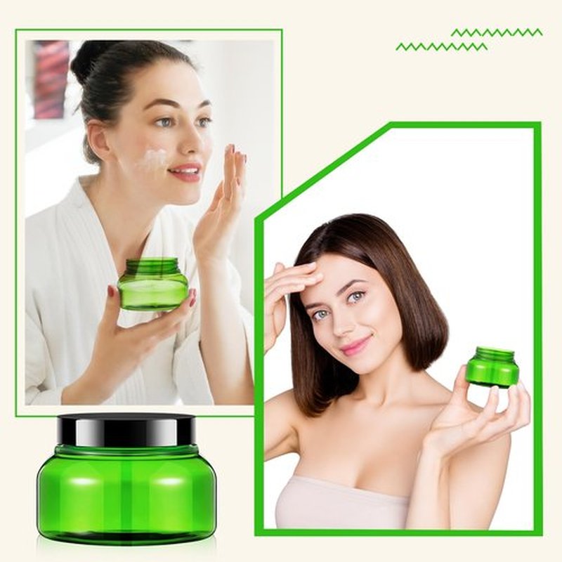 Tessco 24 Pack Plastic Jars with Lids Labels Plastic Containers Round Refillable Cosmetic Containers Empty Body Butter Jars Sugar Scrub Containers for Cosmetics (Translucent Green and Black,8 oz)