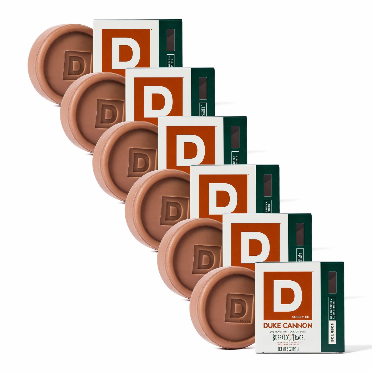 Duke Cannon Supply Co. Bar Soap Puck - Men's Rounded Bar Soap with Masculine Scents - Disc-Shaped Mens Soap - Hydrating & Deep Cleaning - All Skin Types - Bourbon, 6 Pack - 5 oz