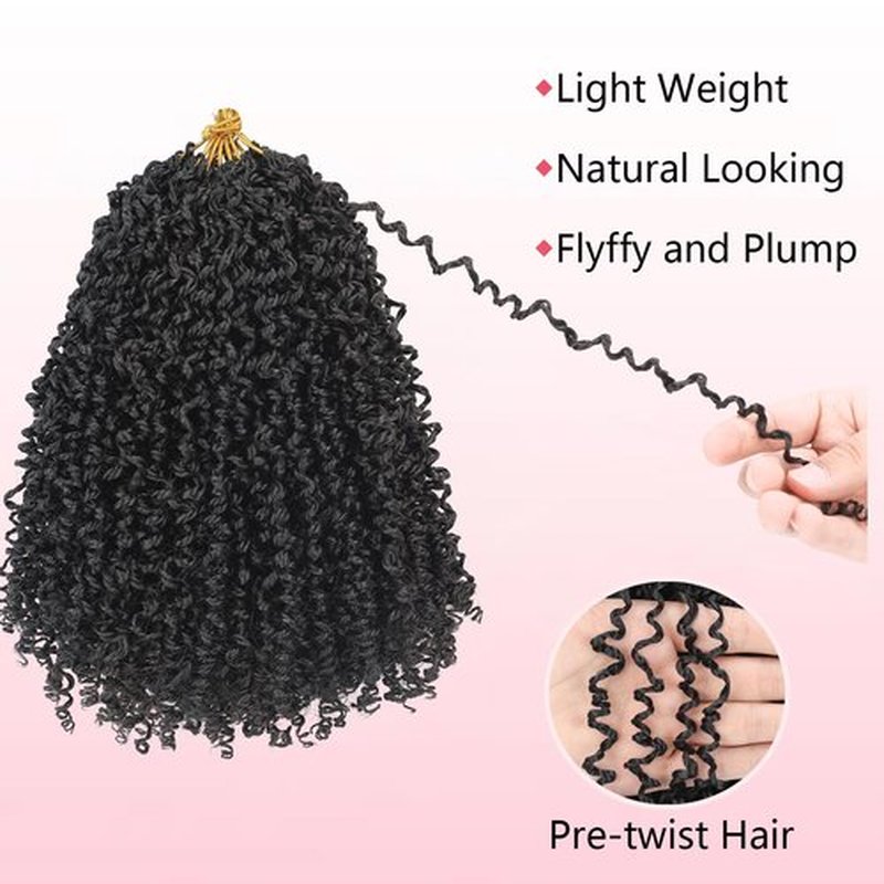 12inch 9 Bundles/Lot Pre Twisted Yanky Twist Crochet Hair with Curls Natural Black Yanky Twist Passion Twist Crochet Hair Pre Looped Synthetic Spring Twist Crochet Hair for Women 1B#/9packs