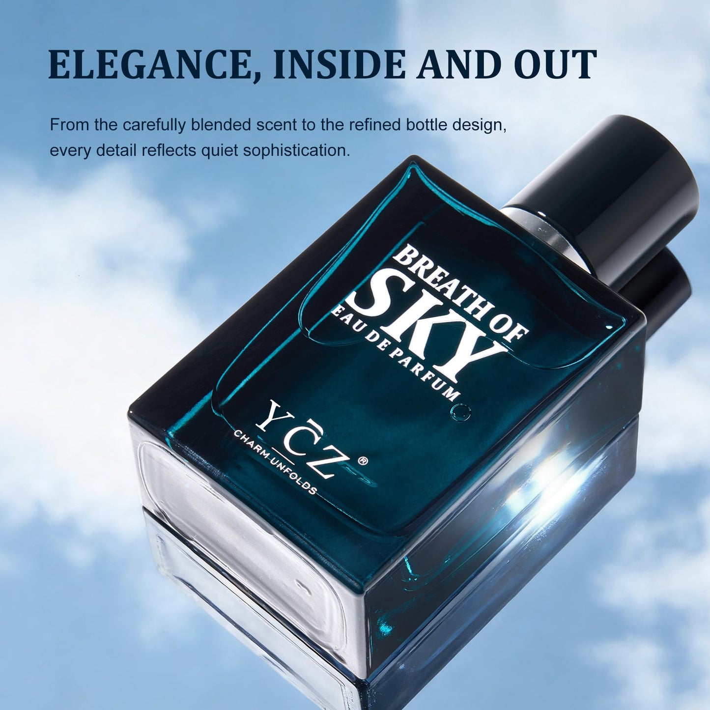 Ycz Breath of the Sky Eau de Parfum for Men, 1.7 Fl Oz (50 mL), Long-Lasting Cologne, Fresh Aromatic Woody Scent with Orange Blossom, Vanilla and Cedarwood Notes for Daily Wear, Travel and Gif