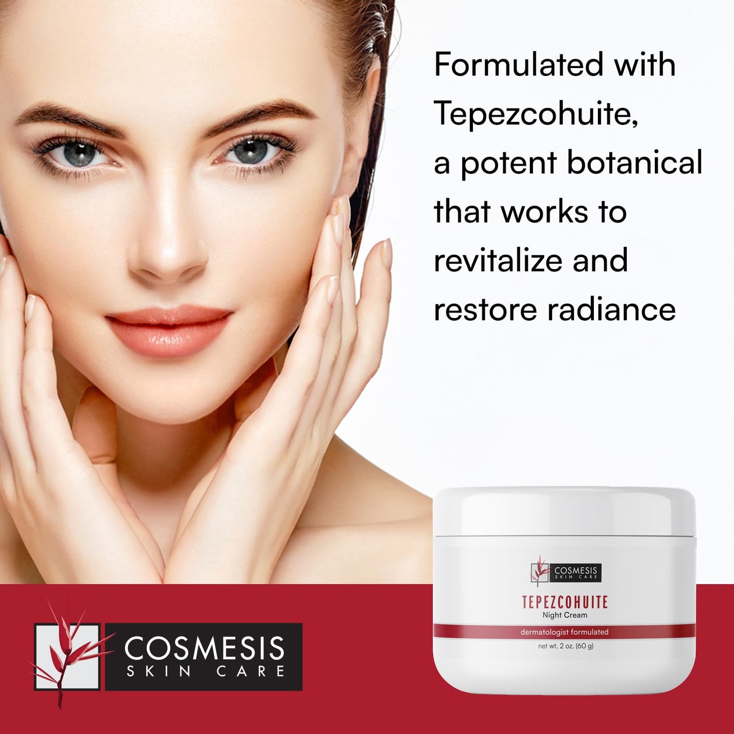 Cosmesis Skincare Tepezcohuite Night Cream with Mexican Origins Crema de Tepezcohuite Cream for Face 2fl oz