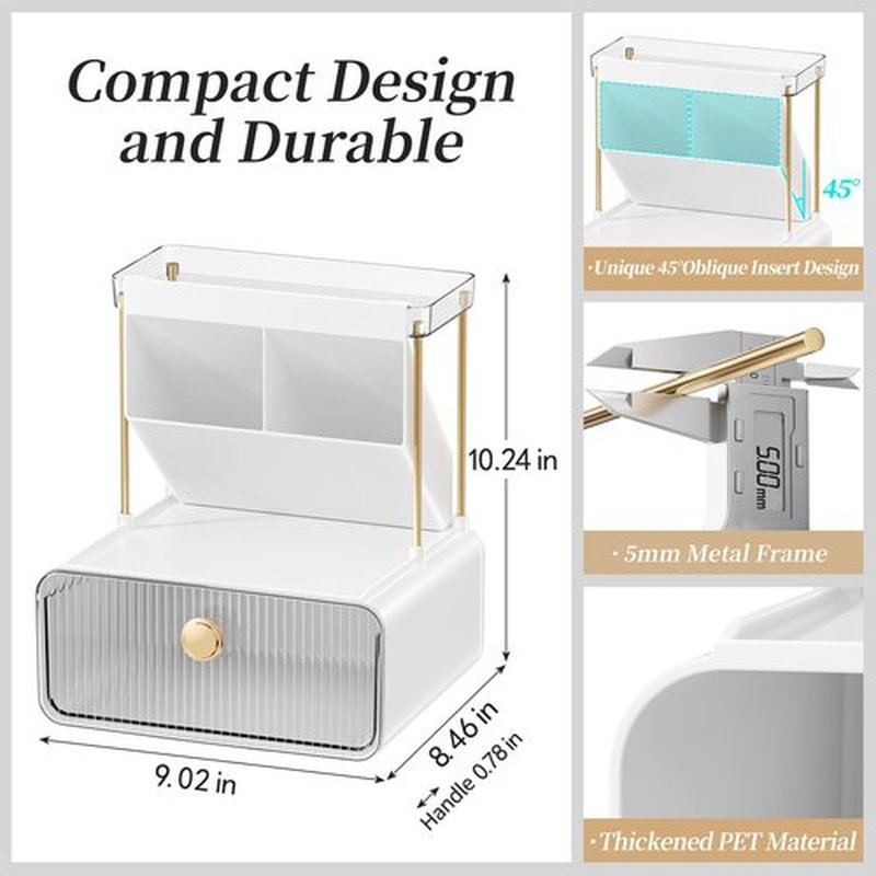 GPREESUS 2-Tier Makeup Organizers Countertop,Versatile Bathroom Counter Organizer,Cosmetic Make Up Organizers for Vanity,Cute Skincare Organizer (Clear)