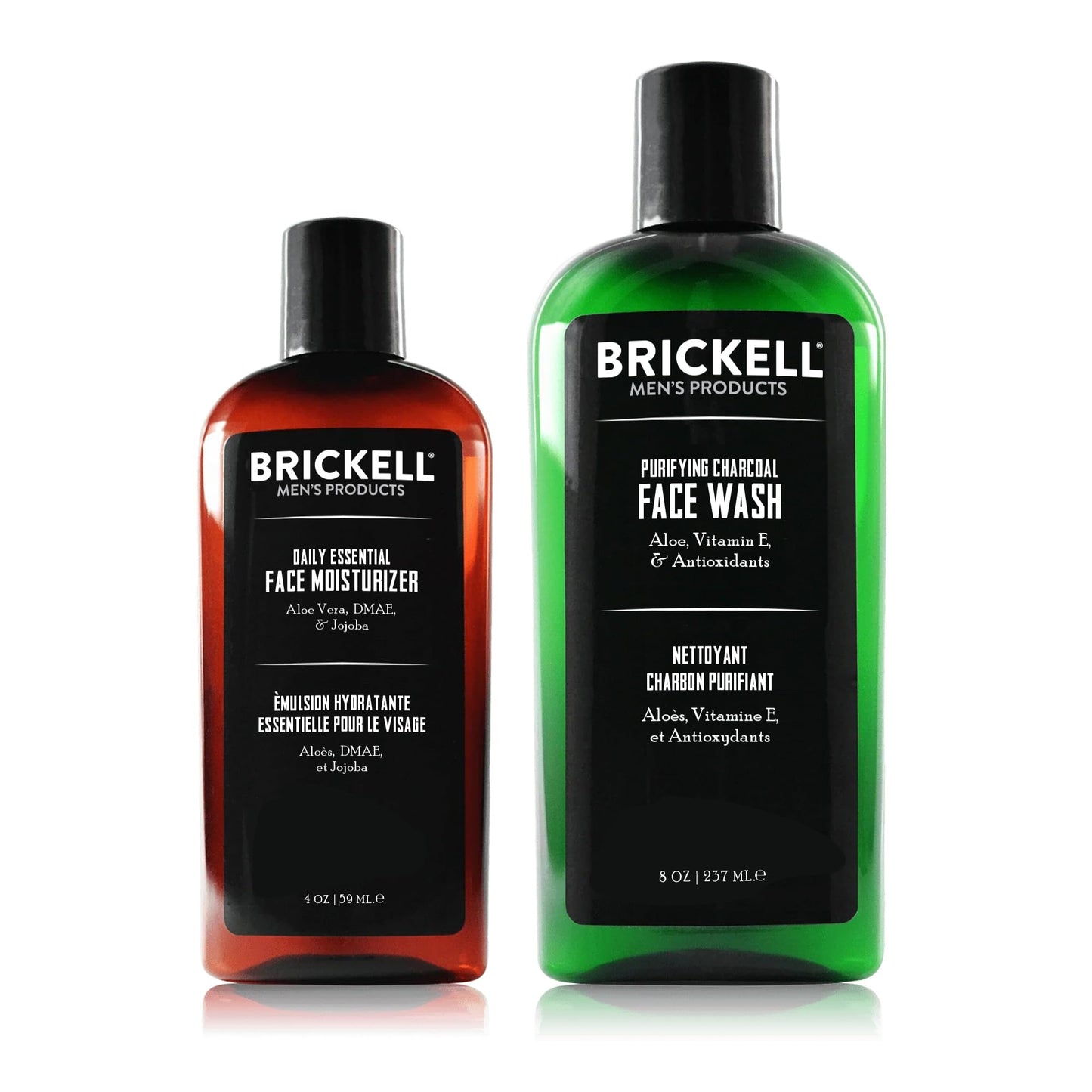 Brickell Men's Daily Essential Face Care Routine II, Purifying Charcoal Face Wash and Daily Essential Face Moisturizer, With Activated Charcoal, Hyaluronic Acid, and Aloe, Scented, Skincare Gift Set