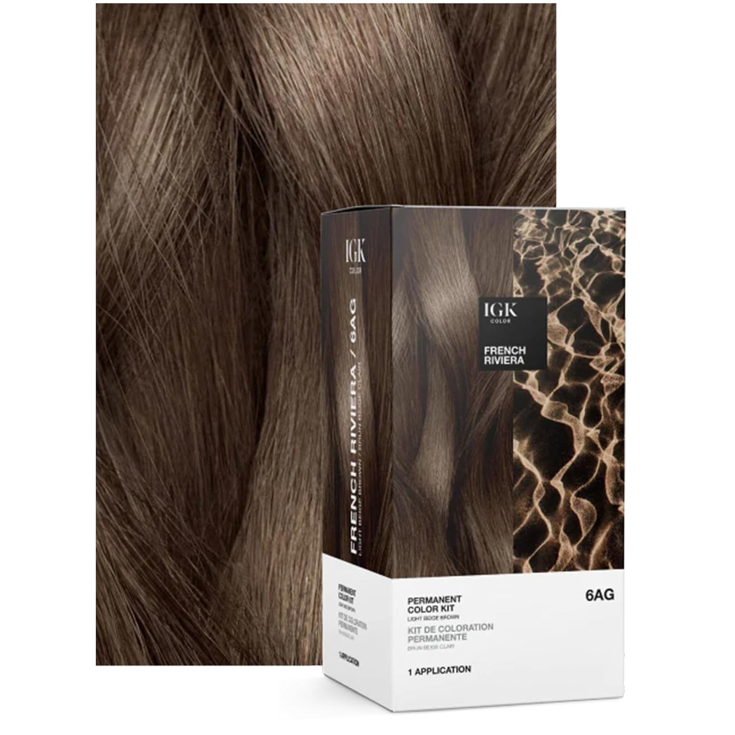 IGK Permanent Hair Dye Color Kit | 7 N Latte - Dark Natural Brown | 100% Gray Color Coverage + Strengthen + Shine | Ammonia Free