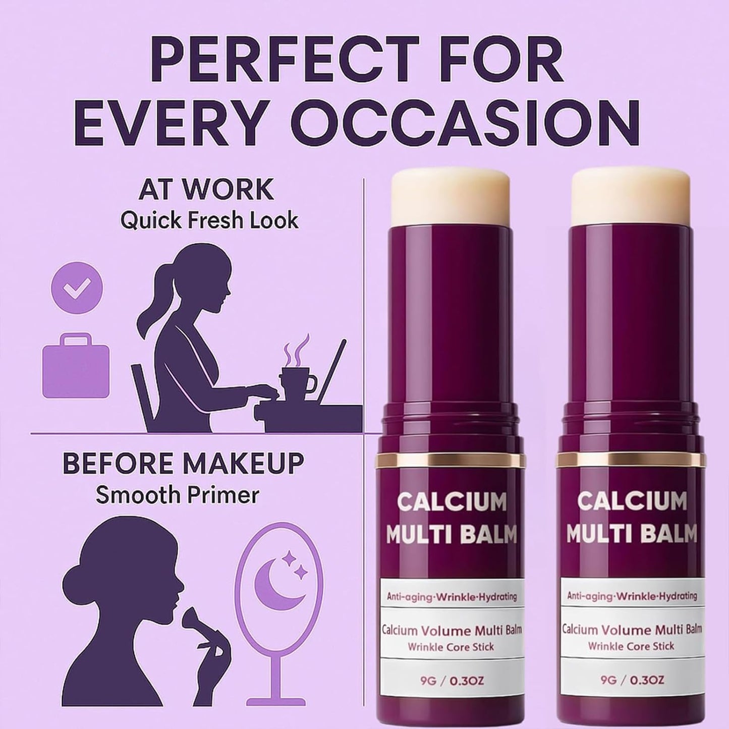 3Pcs Cemenrete Calcium Volume Multi Balm, Calcium Volume Multi Balm, Collagen Moisturing Stick, Intensive Repair & Moisturizing Cream, Firming Skin, Suitable for Face, Eyes & Neck