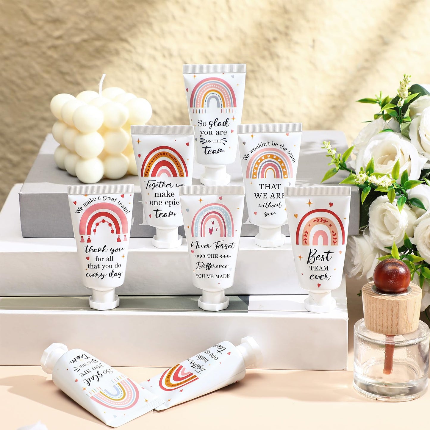 Sacubee 12 Pack American Teachers' Day Employee Appreciation Team Gifts Bulk Travel Size Hand Cream Inspirational Thank You Gifts Small Hand Lotions for Women Mothers Day Crna Nurse Employees Staff