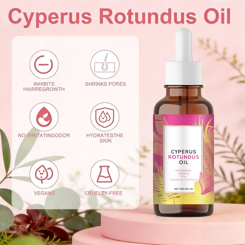 EZBNG Renovia Cyperus Rotundus Oil, Renovia Hair Removal, Natural Cyperus Rotundus Oil for Hair Removal, Moisturizing & Soothing, Reduces Hair Growth, Safe for All Skin Types