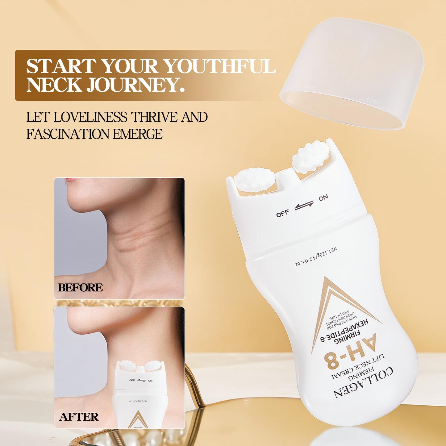 NIZENTA AH-8 Firming Neck Cream, Collagen Neck Cream for Tightening and Firming, Neck Tightening Cream, Moisturizing, Skin Care for Women and Men, Day and Night Use, 120g