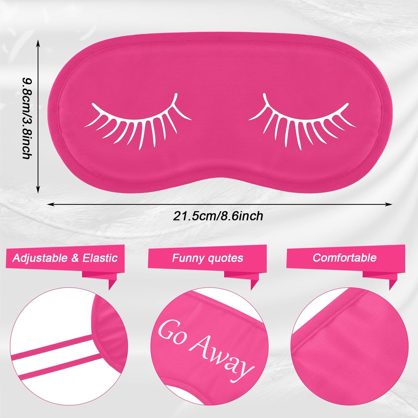 Eurzom 20 Pieces Funny Sleeping Eye Mask Bulk with Adjustable Strap Sleep Blackout Eye Mask for Night Blindfold Cover for Spa Women Men Adult Pajama Party Favors(Rose Red)