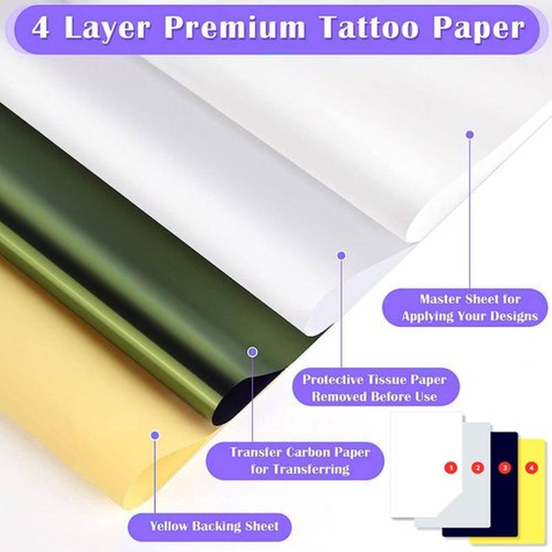 3mm Tattoo Skin Practice Kit - Usiriy 4pcs Tattoo Fake Skin Thick Silicone Skin and 15pcs Tattoo Tracing Paper Tattoo Stencil Paper Tattoo Supplies Tattoo Practice Kit