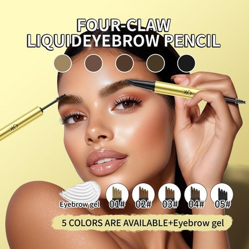 2 in 1 Long-Lasting Eyebrow Pencil and Brow Up-Grade Gel, Light Brown and Brown Shades (5#Black)