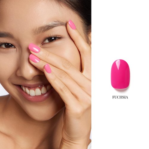 NAILOG Gel Nail Polish Set - 4 Colors Top Coat Color Gel Base 3-In-1 Soak Off UV Gel Polish Kit for Home DIY & Birthday Gifts for Women | Fushcia, Taffy Pink, Shimmery Pink, Beige Pink