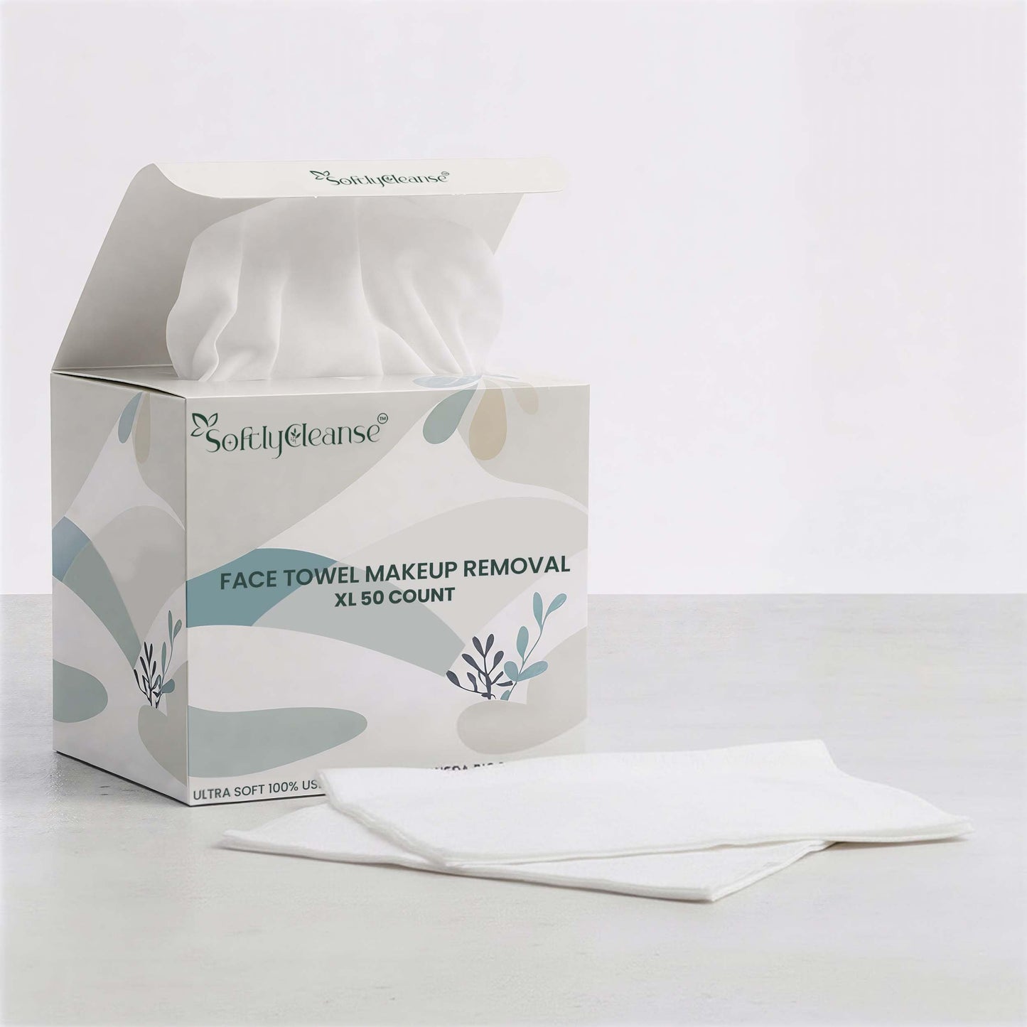 XL Disposable Face Towelettes, Thick Ultra Soft Double Sided Wash Cloth, Natural Biodegradable, Lint-Free, Scent Free, Cruelty-Free, Vegan Accepted Facial Cleansing Towels for Sensitive Skin, 50 Count