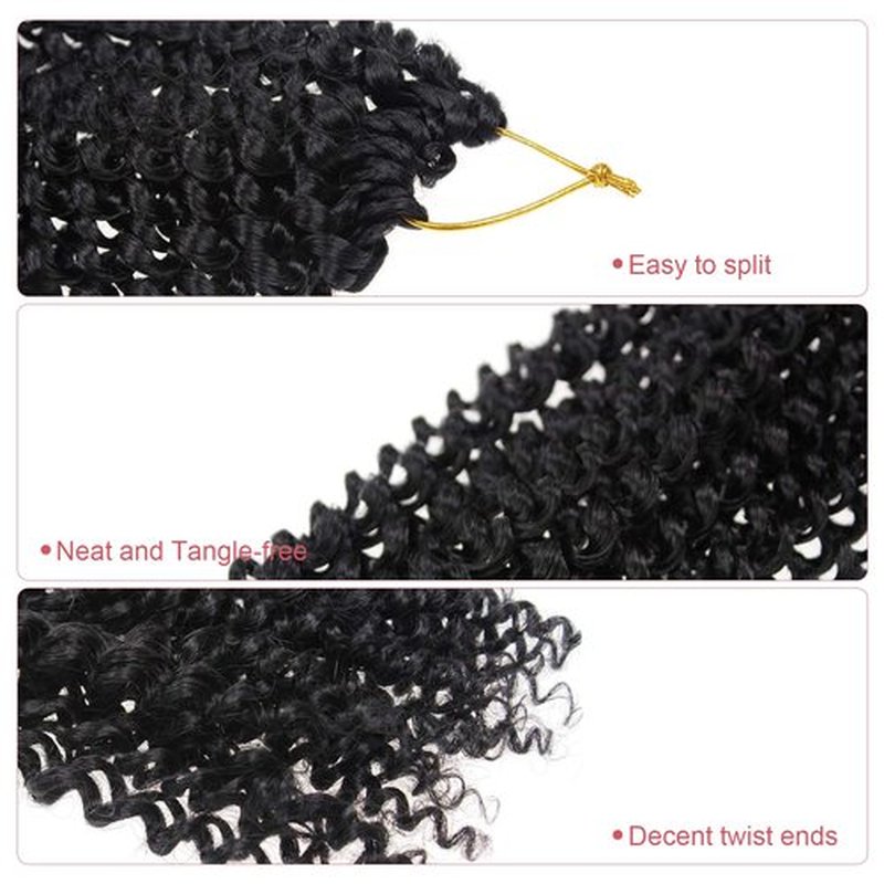 Pelokaa Passion Twist Hair - 18 Inch 7packs Jet Black Water Wave Crochet Braids Synthetic Braiding Hair Extensions (18 Inch, #1-7P)