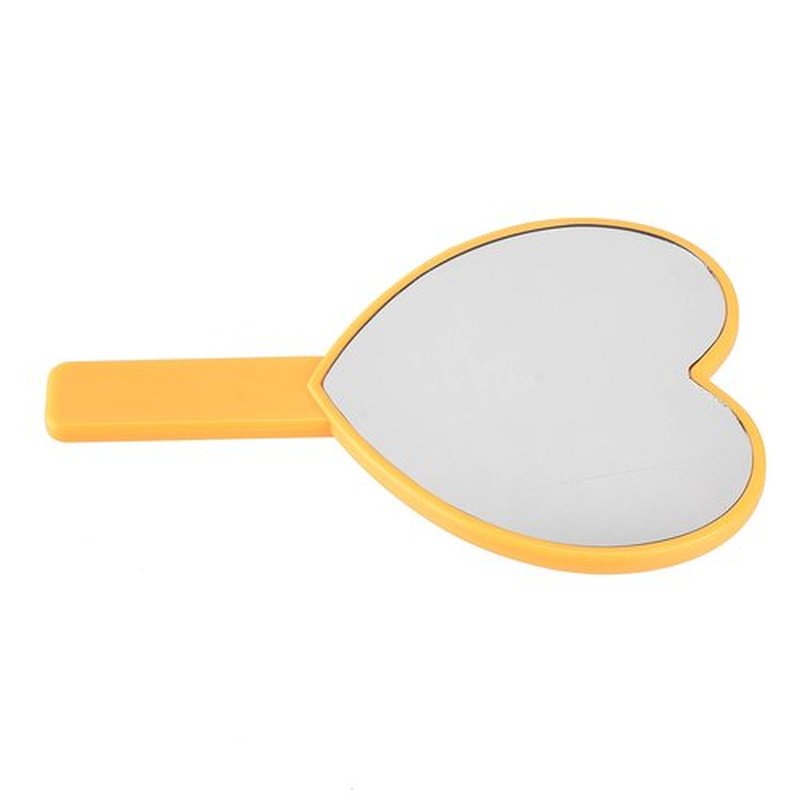 TBWHL Heart-Shaped Travel Handheld Mirror, Cosmetic Hand Mirror with Handle (Orange, 1Pack)