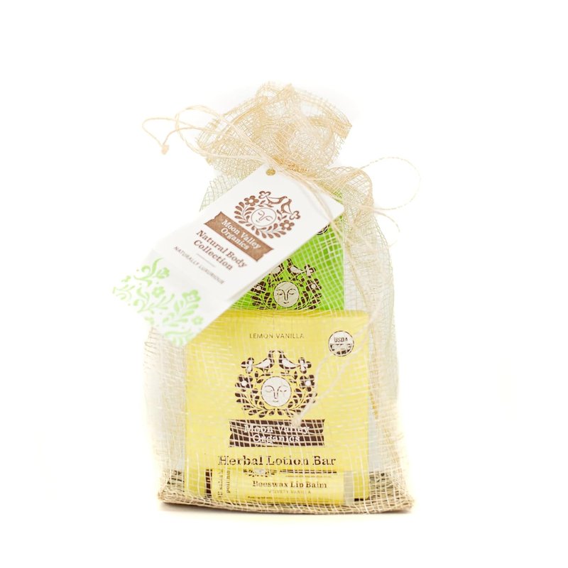 Herbal EczaCalm Gift Set - Moon Valley Organics Lotion Bar & Lip Balm | Natural Skin Care Essentials
