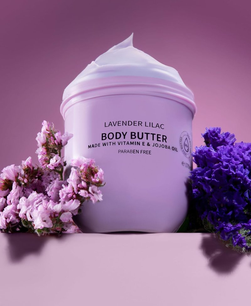 Lavender Lilac Body Butter - Hydrating Shea Cream with Jojoba Oil & Vitamin E | 12 Fl Oz
