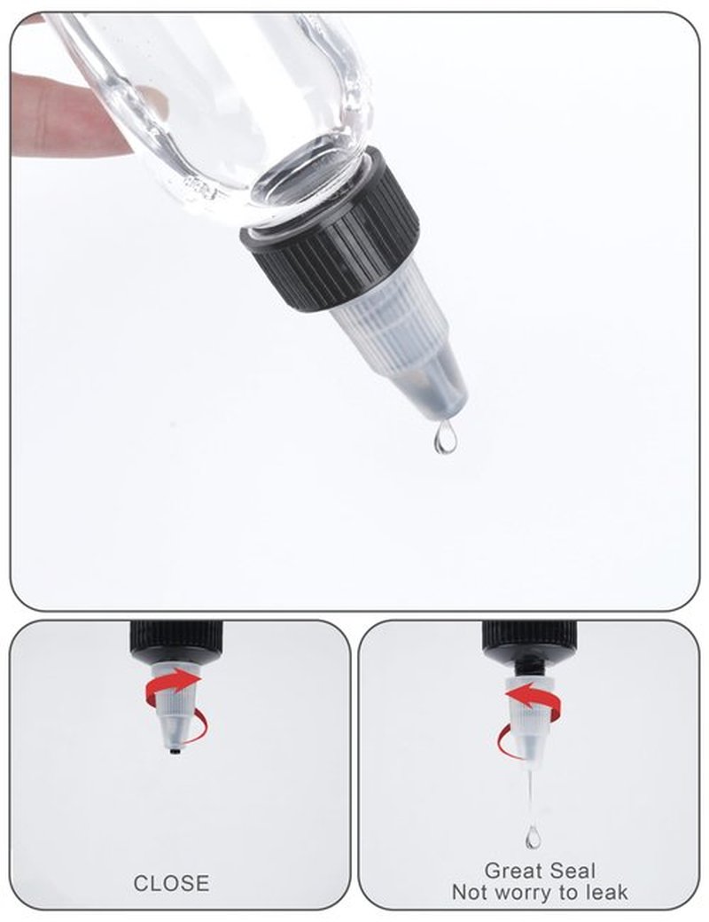 EOSAU 20 Pcs 1oz Plastic Squeeze Bottles with Twist Top Cap, 30ml Clear Dispensing Bottles, Empty Squirt Bottle for Liquids, Sauces, Arts, Crafts, Travel