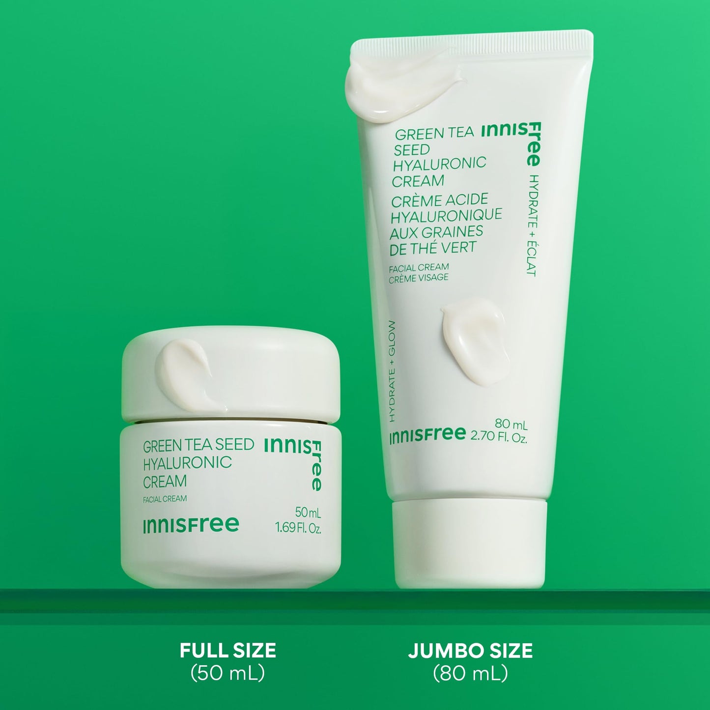 innisfree Green Tea Seed Hyaluronic Acid Cream, Korean Face Moisturizer with Ceramide & Skin Barrier Complex, Fragrance-Free & Non-Comedogenic, Jumbo