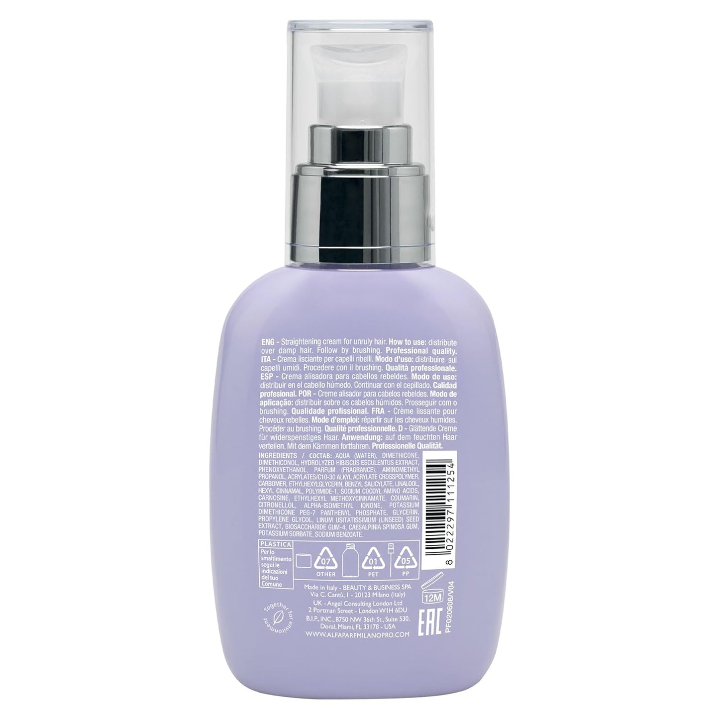 Alfaparf Milano Semi di Lino Smooth Smoothing Cream for Frizzy and Rebel Hair - Controls Frizz - Protects from Heat and Humidity - Straightens and Hydrates Unruly Hair, 4.23 fl. oz.