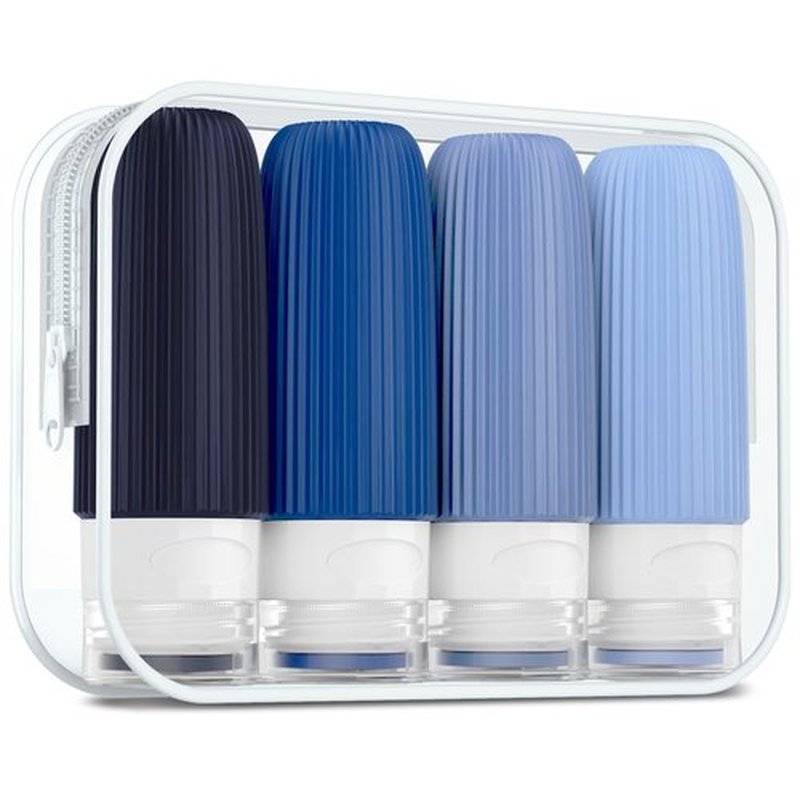 Mrsdry Travel Bottles for Toiletries, Tsa Approved 2oz Travel Bottles, BPA Free Leak Proof Travel Size Toiletry Containers, Refillable Travel Accessories with Toiletry Bag for Shampoo (4 Pack)