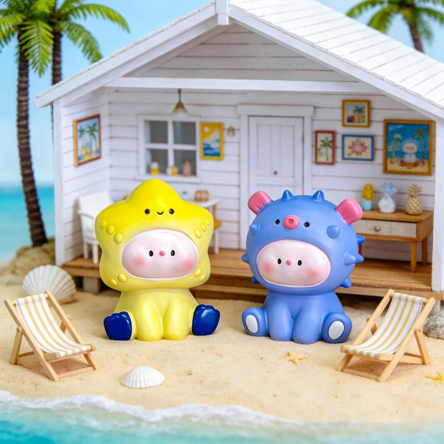Popobox Ocean Free Roam Pig Series Blind Box Figures, Random Design Action Figures Collectible Toys for Birthday Gift, Home Decorations, Single Box