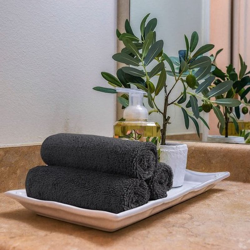 Orighty Washcloths Bulk Towels Set 50 Pack, Highly Absorbent and Super Soft Microfiber Fingertip Towels, Multi-Purpose Wash Cloths for Bathroom, Hotel, Spa, and Gym, 12x12 Inch, Black