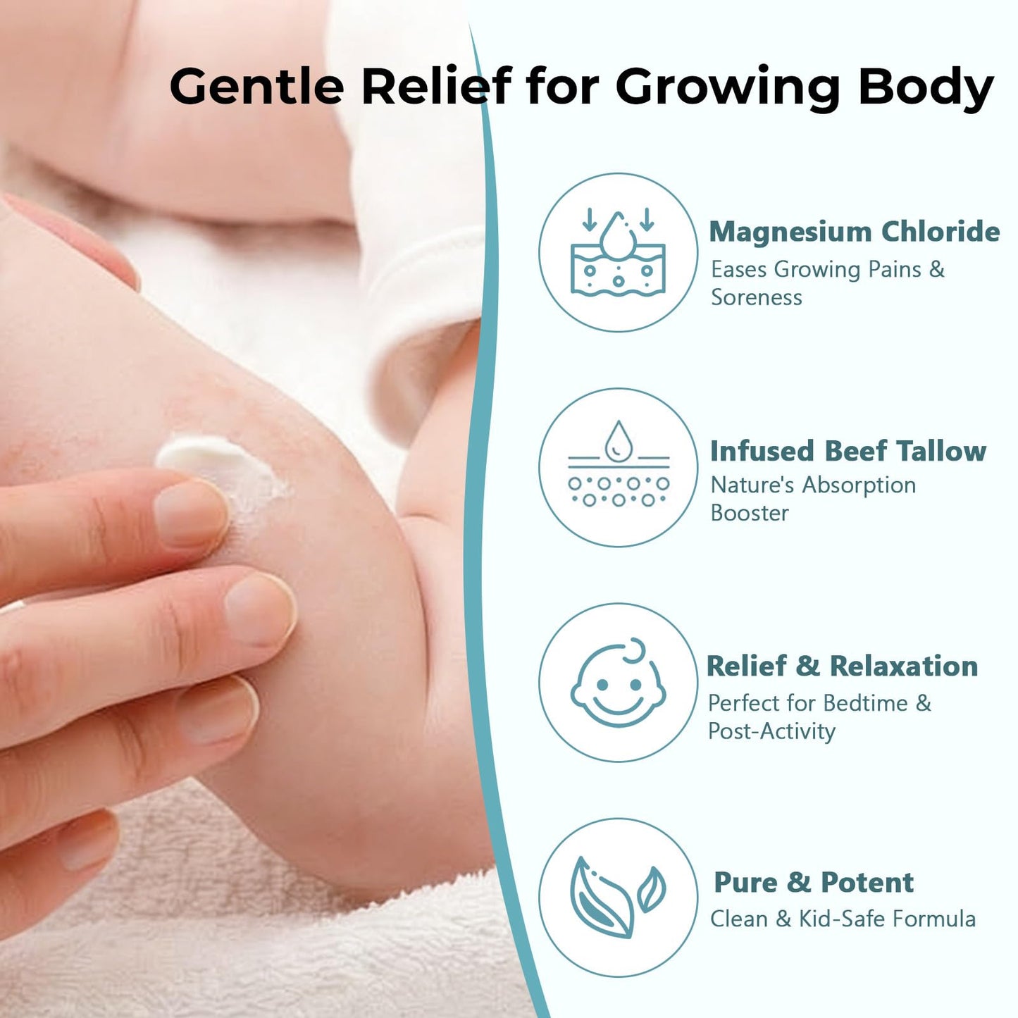 Magnesium Lotion for Kids – Juniors Bedtime Lotion for Sleep & Growing Pain Relief, Coconut Scented Magnesium Chloride Kids Lotion with No Melatonin Tallow-Based Formula for the Whole Family Routine