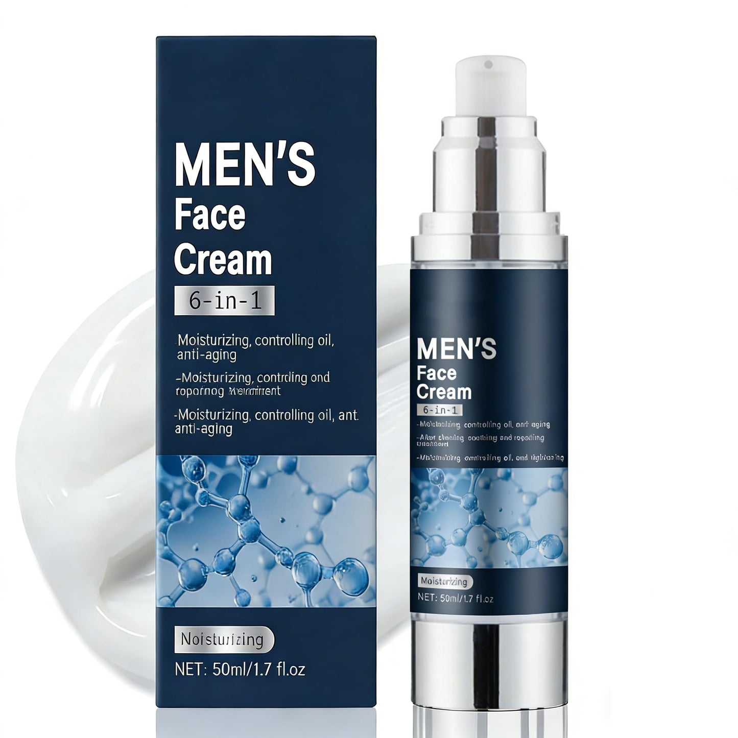 6-in-1 Daily Face Cream for Men | Anti-Aging Moisturizer with Hyaluronic Acid, Collagen & Shea Butter | Helps Reduce Look of Wrinkles, Puffiness & Dark Circles | Non-Greasy, Fast-Absorbing, 1.7 fl oz