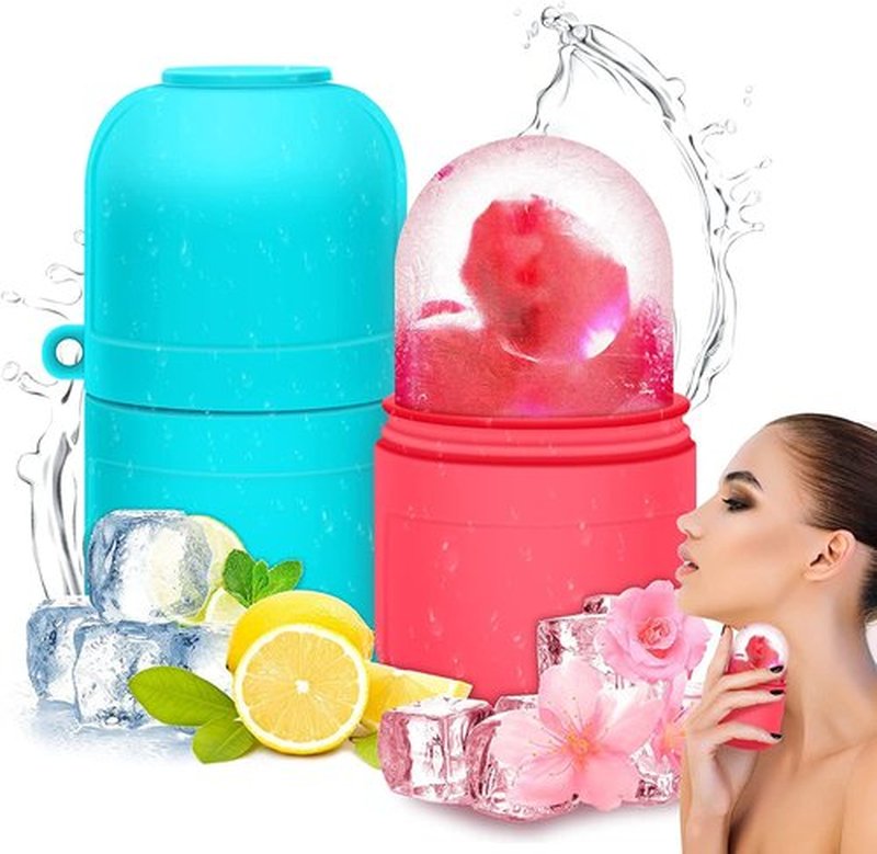 2PCS Ice Roller Mold For Face,Eyes & Neck,Enhance Your Natural Glow,Brighten Your Skin,Reduce Acne & Fine Lines,Shrink Pores,Lubricate Skin,Reusable Facial Treatment,Tightens & Tones Skin,De-Puff Eye