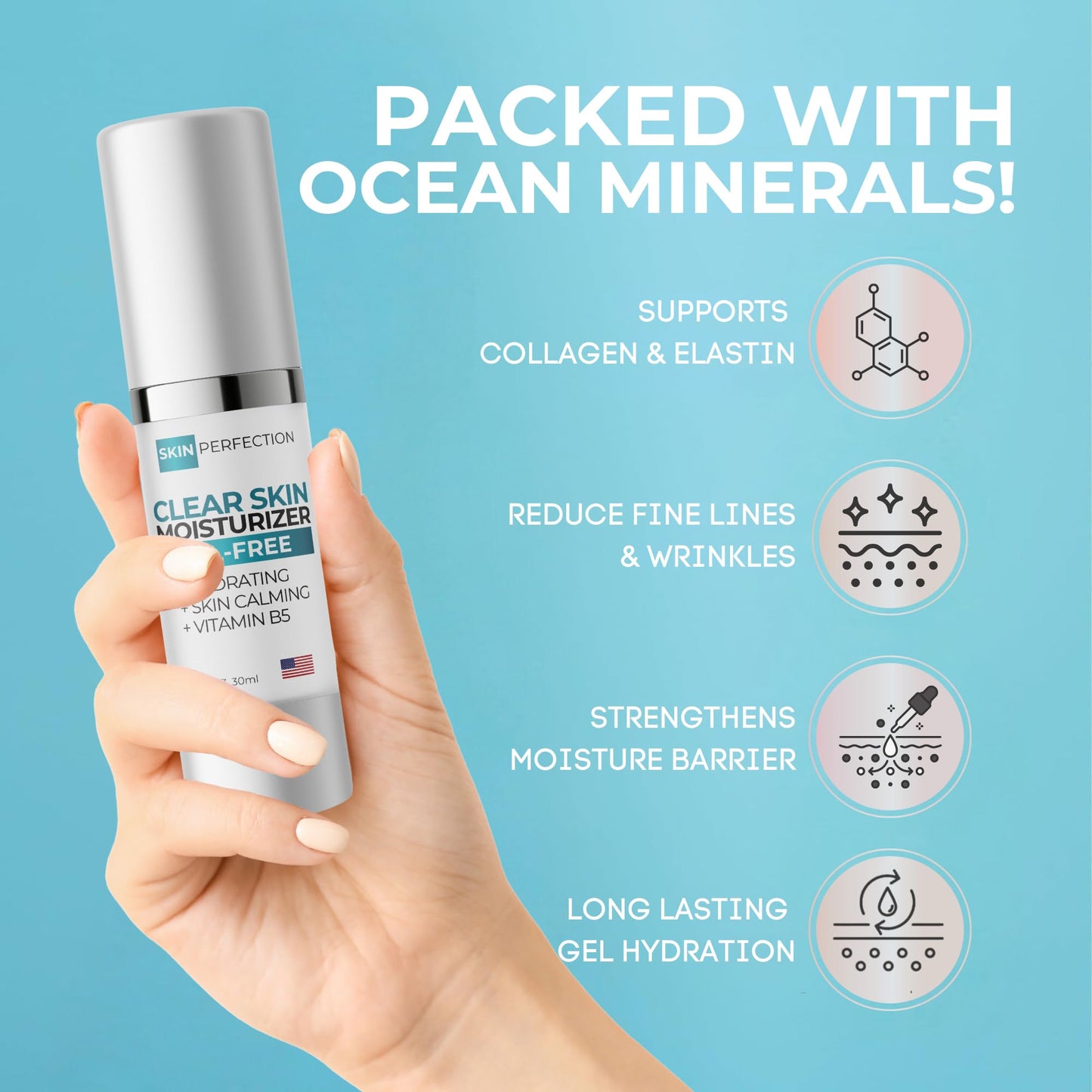 Skin Perfection Clear Skin Oil Free Facial Moisturizer Non-greasy Formula Great for Oily Hydration with Hyaluronic Acid Calming Vitamin B5 Light Gel with Hyaluronic Acid