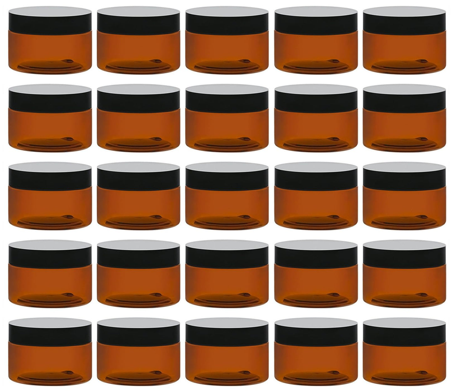 TUZAZO 4 Oz Amber Plastic Cosmetic Jars Leak Proof Small Container with lids for Cream, Lotion, Powder, Ointments, Beauty Products, 24 Pcs